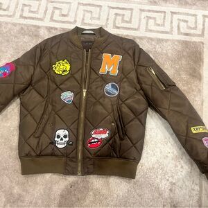 Zara Men Brown Quilted Jacket with Patches, in great condition